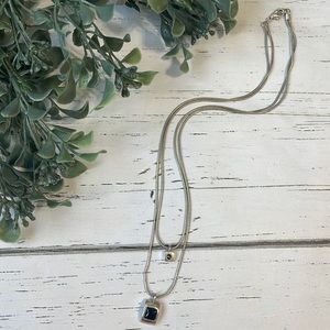 Layered Rectangle Pendant Necklace